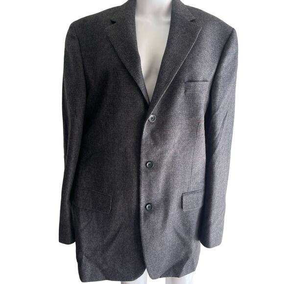 Oscar de la Renta Men’s 100% Lambswool Blazer Sport Coat 42L Gray 3-Button - Picture 1 of 7